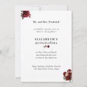 Quinceañera Party Room Red Gown Crystal Chandelier Kaart (Achterkant)