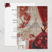 Quinceañera Party Room Red Gown Crystal Chandelier Kaart (Voorkant / Achterkant)
