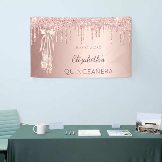 Quinceanera party roos gold ballerina Welkom Spandoek (Beurs)