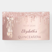 Quinceanera party roos gold ballerina Welkom Spandoek (Horizontaal)