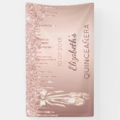 Quinceanera party roos gold ballerina Welkom Spandoek (Verticaal)