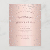 Quinceanera party roos gold diamant uitnodiging (Voorkant)