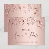 Quinceanera party roos gouden sterren, met uitzond briefkaart (Voorkant / Achterkant)