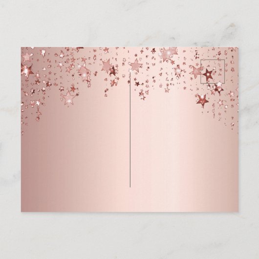 Quinceanera party roos gouden sterren, met uitzond briefkaart (Achterkant)