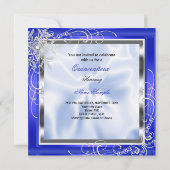 Quinceanera Party Royal Blue Silver Dress Heels S5 Kaart (Achterkant)