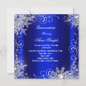 Quinceanera Party Royal Blue Silver Snowflakes Kaart (Achterkant)
