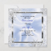 Quinceanera Party Royal Blue Silver Snowflakes S3 Kaart (Achterkant)