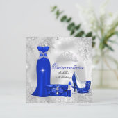 Quinceanera Party Royal Blue Silver Snowflakes S Kaart (Staand voorkant)