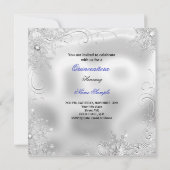 Quinceanera Party Royal Blue Silver Snowflakes S Kaart (Achterkant)