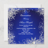 Quinceanera Party Royal Blue Winter Snowflakes Kaart (Achterkant)
