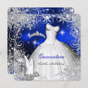 Quinceanera Party Royal Blue Winter Wonderland Kaart