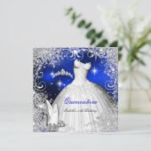 Quinceanera Party Royal Blue Winter Wonderland Kaart (Staand voorkant)