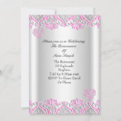 Quinceanera Party  roze harten, kant 4 Kaart (Achterkant)