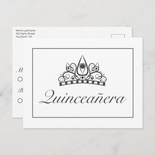 Quinceañera Party RSVP Aankondiging Uitnodiging (Voorkant / Achterkant)
