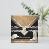 Quinceanera Party Rustic Burlap Cowgirl Pet Boots Kaart (Staand voorkant)