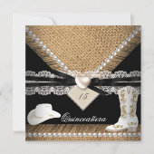 Quinceanera Party Rustic Burlap Cowgirl Pet Boots Kaart (Voorkant)