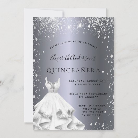 Quinceanera party Silver-jurk glitter Kaart (Voorkant)