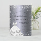 Quinceanera party Silver-jurk glitter Kaart (Staand voorkant)