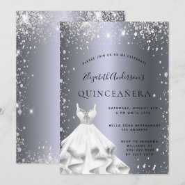 Quinceanera party Silver-jurk glitter Kaart
