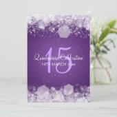 Quinceañera Party Sparging Night Paars Kaart (Staand voorkant)