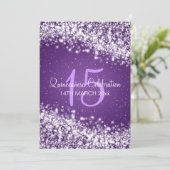 Quinceañera Party Sparging Wave Paars Kaart (Staand voorkant)