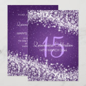 Quinceañera Party Sparging Wave Paars Kaart (Voorkant / Achterkant)