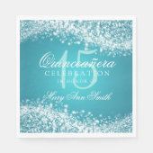 Quinceanera Party Sparkling Wave Turquoise Servet (Voorkant)