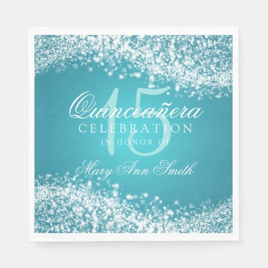Quinceanera Party Sparkling Wave Turquoise Servet (Voorkant)