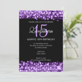 Quinceañera Party sprankelt Paarse Kaart (Staand voorkant)