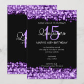 Quinceañera Party sprankelt Paarse Kaart (Voorkant / Achterkant)