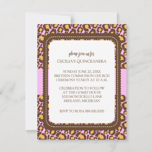 Quinceanera Party-uitnodigingen voor het afdrukken Kaart (Achterkant)