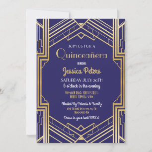 Quinceanera Party Verjaardag Gatsby Art Deco Uitno Kaart