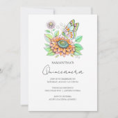 Quinceanera Party Vlinder Thema Kaart (Voorkant)