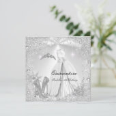 Quinceanera Party White Silver Winter Snowflakes 2 Kaart (Staand voorkant)