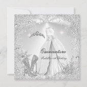 Quinceanera Party White Silver Winter Snowflakes 2 Kaart (Voorkant)
