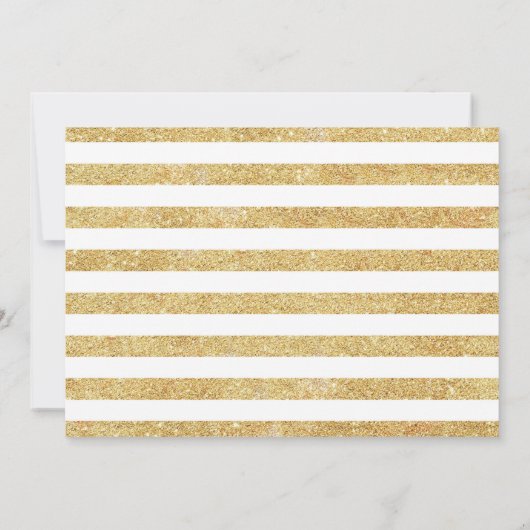 Quinceanera Party with Photo - Gold White Stripes Kaart (Achterkant)