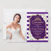 Quinceanera Party with Photo - Paars Gold White Kaart (Voorkant)
