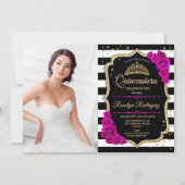 Quinceanera Party with Photo - Pink Gold Black Kaart (Voorkant)