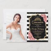 Quinceanera Party with Photo - Pink Gold Black Kaart (Voorkant)