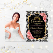 Quinceanera Party with Photo - Pink Gold Black Kaart