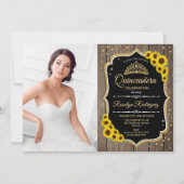 Quinceanera Party with Photo - Rustige zonnebloeme Kaart (Voorkant)