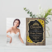 Quinceanera Party with Photo - Rustige zonnebloeme Kaart (Staand voorkant)