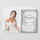 Quinceanera Party with Photo - Silver Kaart (Voorkant)