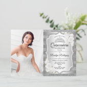 Quinceanera Party with Photo - Silver Kaart (Staand voorkant)