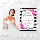 Quinceanera Party with Photo - Silver Pink White Kaart