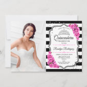 Quinceanera Party with Photo - Silver Pink White Kaart (Voorkant)