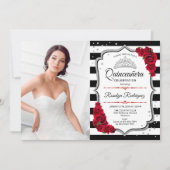 Quinceanera Party with Photo - Silver Red White Kaart (Voorkant)
