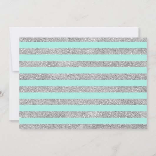 Quinceanera Party with Photo - Silver Turquoise Kaart (Achterkant)