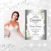 Quinceanera Party with Photo - Silver White Kaart