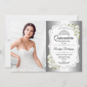 Quinceanera Party with Photo - Silver White Kaart (Voorkant)